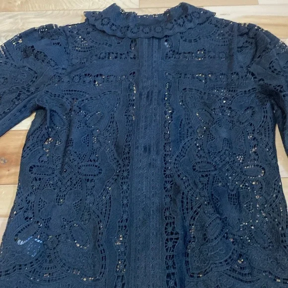 Joie Elegant Black Lace Blouse with Gorgeous Collar - Picture 10 of 15